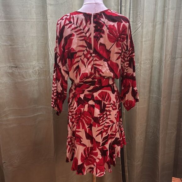Johanna Ortiz x H&M Red and Cream Floral Long Sleeve Dress, M - Picture 9 of 11